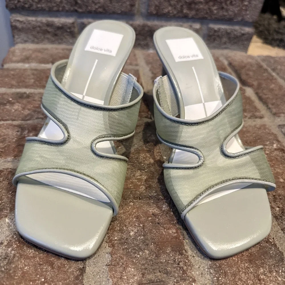 Dolce Vita Womens Sandals Green Mesh Open-Toe Slide Square Toe Size 6 #498